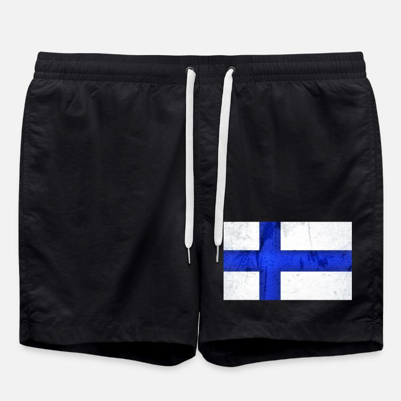 Finnland Flagge - Badeshorts - Schwarz