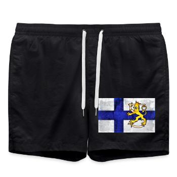 Finland, Lion - Design - Swim Trunks - black - Front - AI Model Male 185 light (185cm)