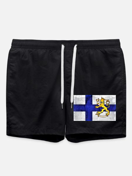 Finlande, Lion - Design - Short de bain - noir