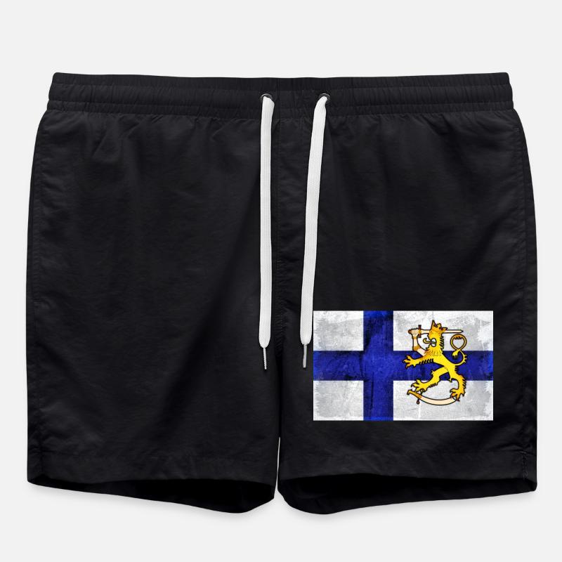 Finlande, Lion - Design - Short de bain - noir