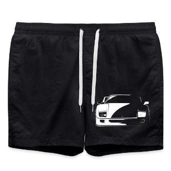 F40 classic car Symbol icon Logo Symbol Autos - Badeshorts - Schwarz - Vorne - AI Model Male 185 light (185cm)