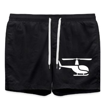 Helicopter sideways - Swim Trunks - black - Front - AI Model Male 185 light (185cm)
