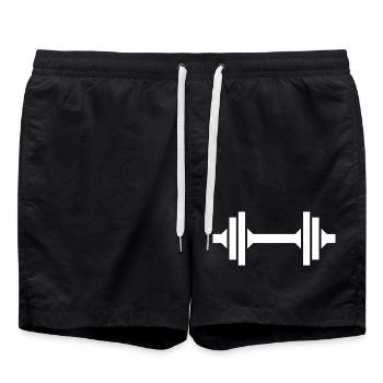 fitness gym dumbbell weightlifting sport symbol club - Swim Trunks - black - Front - AI Model Male 185 light (185cm)