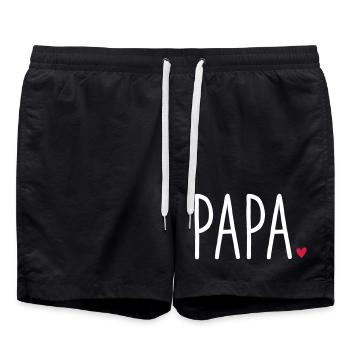 Papa Herz - Geschenk Vatertag Liebe Familie - Badeshorts - Schwarz - Vorne - AI Model Male 185 light (185cm)