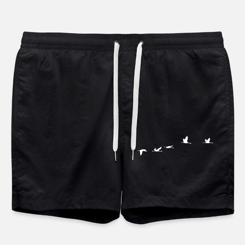 Zugvögel weiss Kranich - Badeshorts - Schwarz