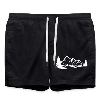 Berge - Gebirge - Badeshorts - Schwarz - Vorne - AI Model Male 185 light (185cm)