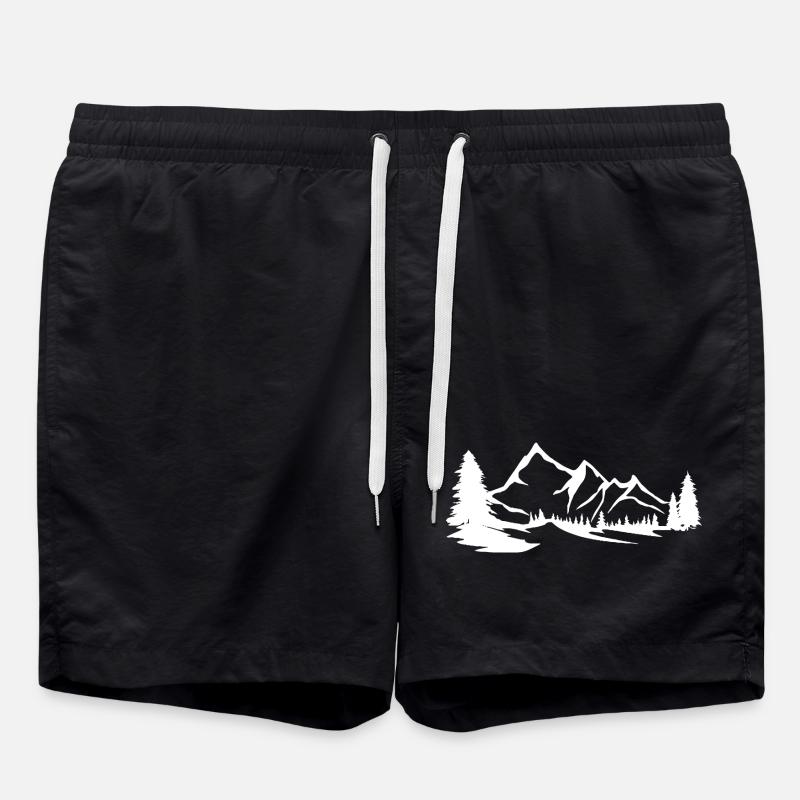 Berge - Gebirge - Badeshorts - Schwarz