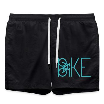 Teal Bicycle Lines Minimal Art - Swim Trunks - black - Front - AI Model Male 185 light (185cm)