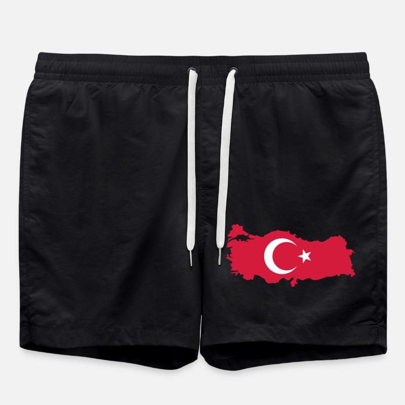 Turkey Map Flag - Swim Trunks - black