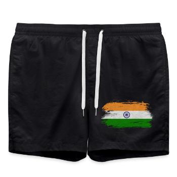 Indien Vintage Flagge / Geschenk Delhi Kalkutta - Badeshorts - Schwarz - Vorne - AI Model Male 185 light (185cm)