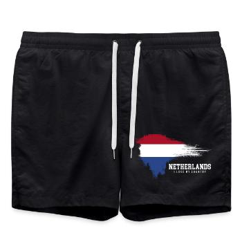 Netherlands Pride Brush Flag - Swim Trunks - black - Front - AI Model Male 185 light (185cm)