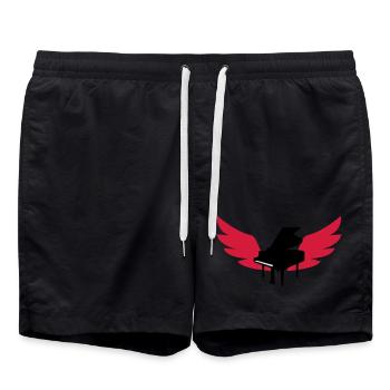 Piano / Klavier - Badeshorts - Schwarz - Vorne - AI Model Male 185 light (185cm)