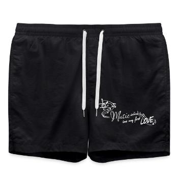 Music was my first love melody Schlager music - Swim Trunks - black - Front - AI Model Male 185 light (185cm)