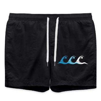 Water Waves Repetition Sea Nature Logo icon - Swim Trunks - black - Front - AI Model Male 185 light (185cm)