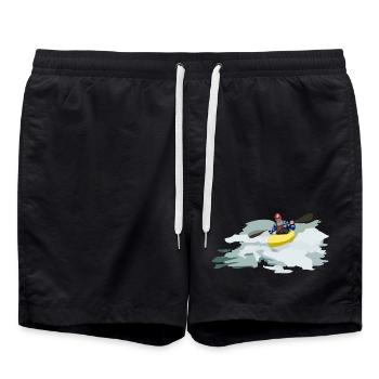 Kajakfahrer im Wildwasserwirbel - Badeshorts - Schwarz - Vorne - AI Model Male 185 light (185cm)