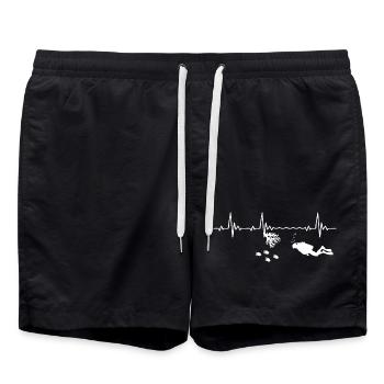 Heartbeat Scuba Diving Diver Heart Rate Frequency - Swim Trunks - black - Front - AI Model Male 185 light (185cm)