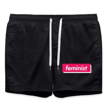 féministe - Short de bain - noir - Devant - AI Model Male 185 light (185cm)
