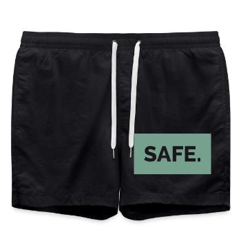 safe sicher absolut 100prozent geschenkidee - Badeshorts - Schwarz - Vorne - AI Model Male 185 light (185cm)