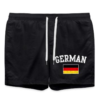 Bogen des deutschen Flaggenemblems - Badeshorts - Schwarz - Vorne - AI Model Male 185 light (185cm)