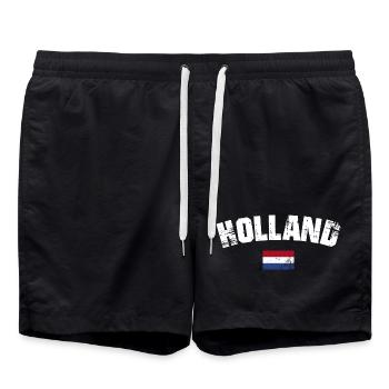 Holland Distressed Typography - Swim Trunks - black - Front - AI Model Male 185 light (185cm)