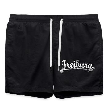 Freiburg Classic (Vintage/Weiß) - Badeshorts - Schwarz - Vorne - AI Model Male 185 light (185cm)