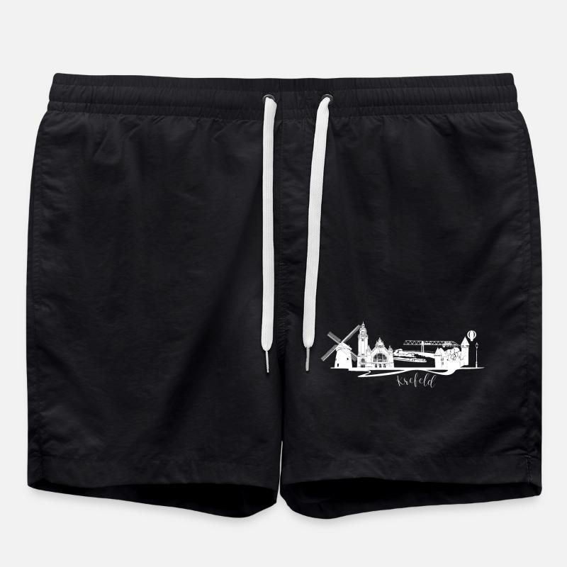 Krefeld Skyline mit Windmühle - Badeshorts - Schwarz