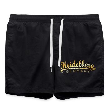 Heidelberg Germany Classic (Vintage/Goldgelb) - Badeshorts - Schwarz - Vorne - AI Model Male 185 light (185cm)