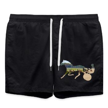 traber rennen trabrennen - Badeshorts - Schwarz - Vorne - AI Model Male 185 light (185cm)