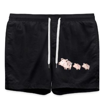 Schweine Familie - Badeshorts - Schwarz - Vorne - AI Model Male 185 light (185cm)