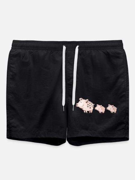 Schweine Familie - Badeshorts - Schwarz