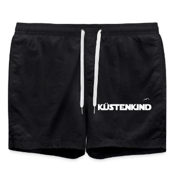 Küstenkind mit Möwe - Badeshorts - Schwarz - Vorne - AI Model Male 185 light (185cm)