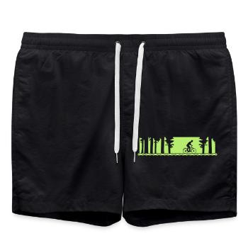 Bike Tour Forest Range - Minimalist Design - Swim Trunks - black - Front - AI Model Male 185 light (185cm)