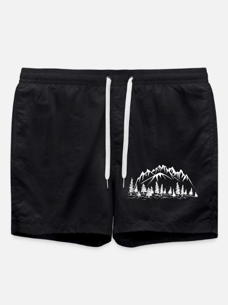 Mountain landscape with conifers - Swim Trunks - black