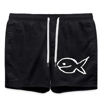 Poisson - illustration vectorielle minimale - Short de bain - noir - Devant - AI Model Male 185 light (185cm)