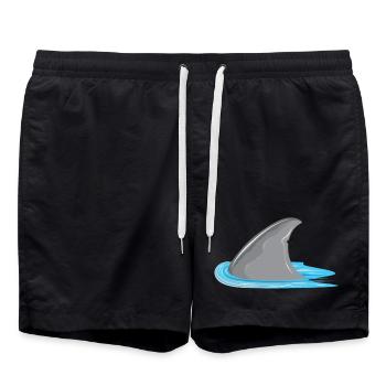 Shark in sight! Shark fin in the sea - Swim Trunks - black - Front - AI Model Male 185 light (185cm)