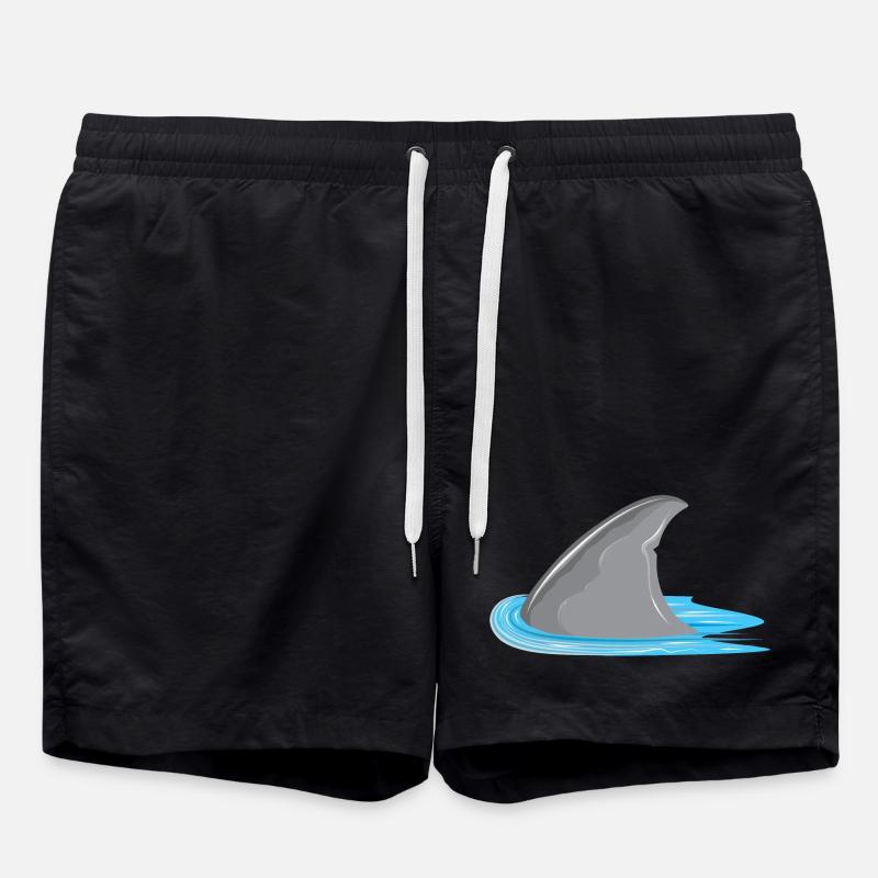 Requin en vue! Aileron de requin dans la mer - Short de bain - noir
