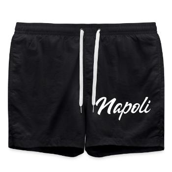 Napoli Script lettering - Swim Trunks - black - Front - AI Model Male 185 light (185cm)