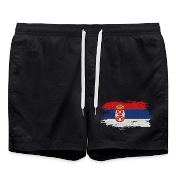 Drapeau vintage de la Serbie - Short de bain - noir - Devant - AI Model Male 185 light (185cm)