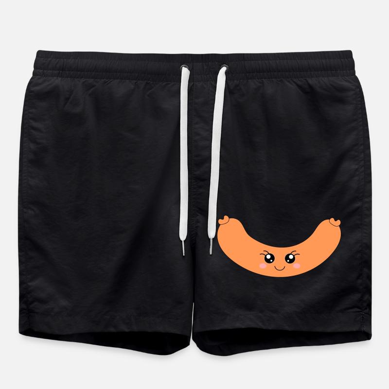 Saucisse à hot-dog kawaii - Short de bain - noir