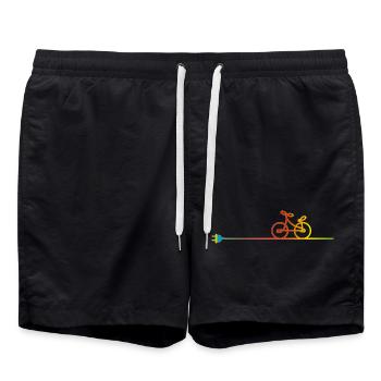 buntes Elektrokabel mit Stecker und Fahrrad - Badeshorts - Schwarz - Vorne - AI Model Male 185 light (185cm)