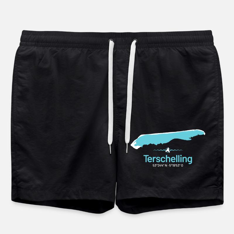 Terschelling | Design-Landkarte - Badeshorts - Schwarz