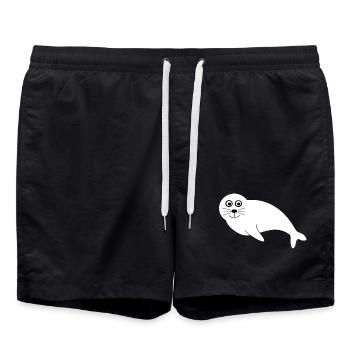 Seehund Seehunde Robbe Robben Tiere Geschenke - Badeshorts - Schwarz - Vorne - AI Model Male 185 light (185cm)