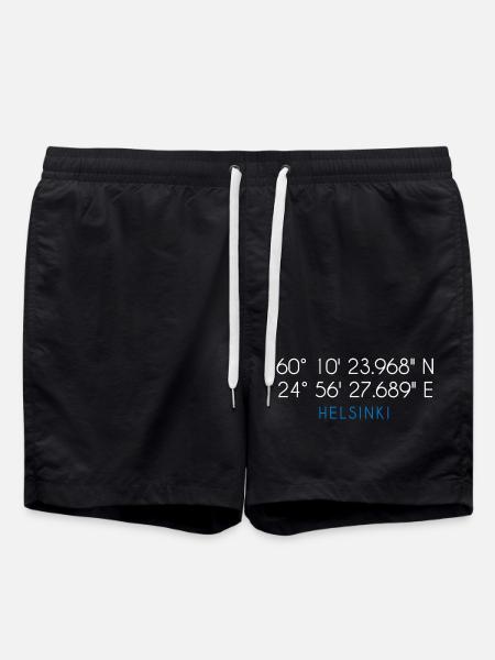 Helsinki Finland coordinates - Swim Trunks - black
