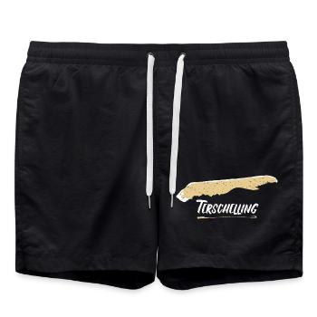Terschelling | Vintage Landkarte Retro - Badeshorts - Schwarz - Vorne - AI Model Male 185 light (185cm)