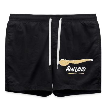 Ameland | Vintage Landkarte Retro - Badeshorts - Schwarz - Vorne - AI Model Male 185 light (185cm)