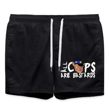 Les flics sont de la merde! - Short de bain - noir - Devant - AI Model Male 185 light (185cm)