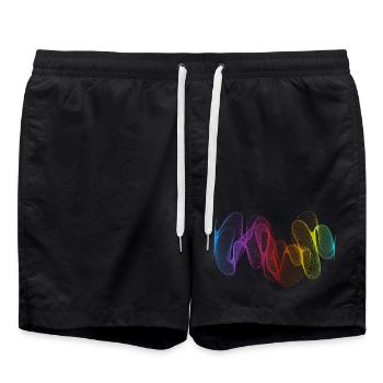 Abstract Lines Design 02 - Swim Trunks - black - Front - AI Model Male 185 light (185cm)