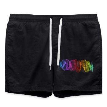Abstract Lines Design 10 - Swim Trunks - black - Front - AI Model Male 185 light (185cm)