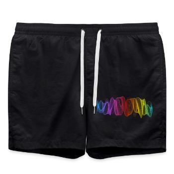 Abstract Lines Design 12 - Swim Trunks - black - Front - AI Model Male 185 light (185cm)