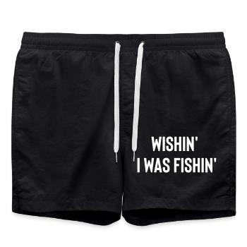 Pêcheur, pêcheur, pêche, dire, pêche - Short de bain - noir - Devant - AI Model Male 185 light (185cm)